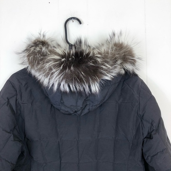 Post Card Black Quilted Puffer Down Jacket W/ Fur Hood Sz M - Picture 7 of 16